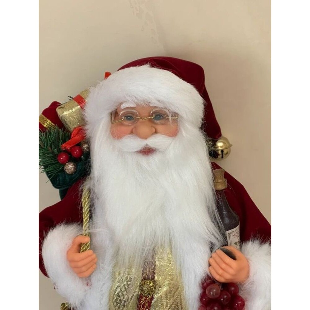 Wine Santa Claus Figurine 15.5" Christmas Standing Decor - Picture 6 of 11